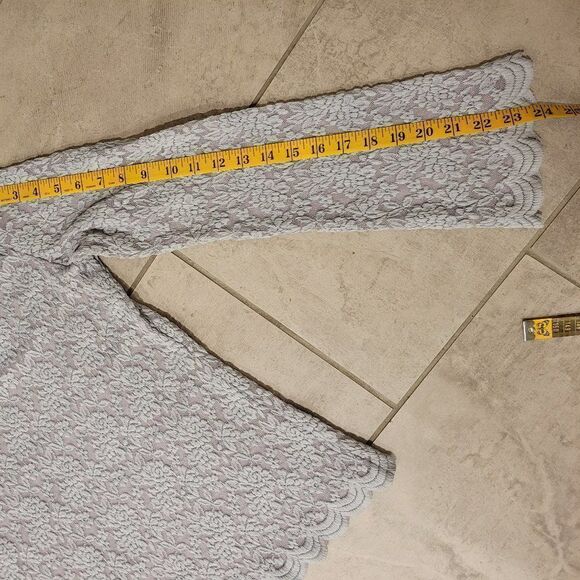 Metrostyle Lace Overlay Blouse  Sleeve Gray Size M - Picture 7 of 7